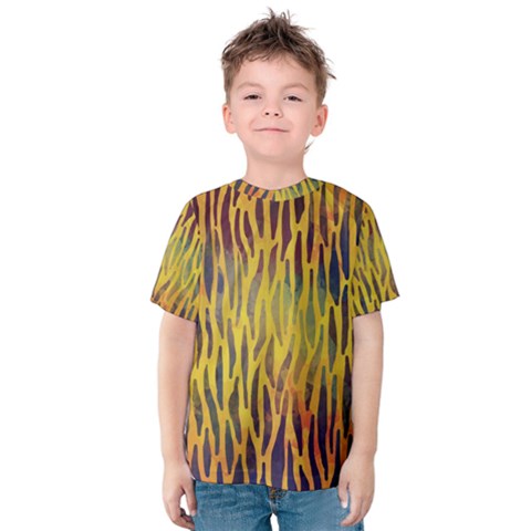 Colored Tiger Texture Background Kid s Cotton Tee by TastefulDesigns