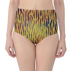 Colored Tiger Texture Background High-waist Bikini Bottoms
