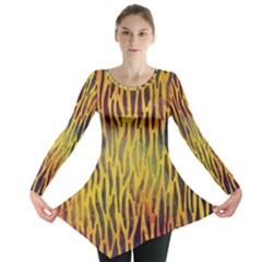 Colored Tiger Texture Background Long Sleeve Tunic 