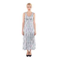 Whimsical Feather Pattern, Dusk Blue Sleeveless Maxi Dress by Zandiepants