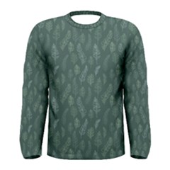 Whimsical Feather Pattern, Forest Green Men s Long Sleeve Tee by Zandiepants