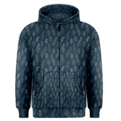 Whimsical Feather Pattern, Midnight Blue, Men s Zipper Hoodie