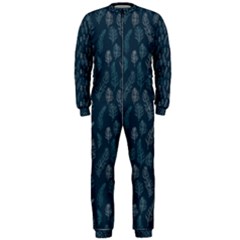 Whimsical Feather Pattern, Midnight Blue, Onepiece Jumpsuit (men) by Zandiepants