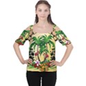 Tropical Design With Flamingo And Palm Tree Women s Cutout Shoulder Tee View1