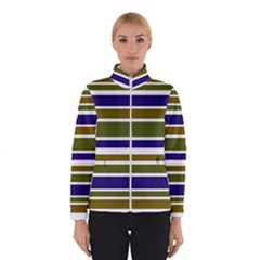 Olive Green Blue Stripes Pattern Winterwear by BrightVibesDesign