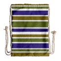 Olive Green Blue Stripes Pattern Drawstring Bag (Large) View2