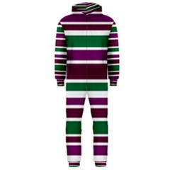 Purple Green Stripes Hooded Jumpsuit (men)  by BrightVibesDesign