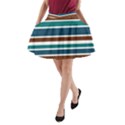 Teal Brown Stripes A-Line Pocket Skirt View1