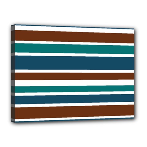 Teal Brown Stripes Canvas 16  X 12  by BrightVibesDesign