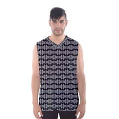 Black White Tiki Pattern Men s Basketball Tank Top by BrightVibesDesign