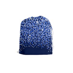 Blue Glitter Rain Drawstring Pouches (Medium) 