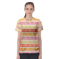 Watercolor Stripes Background With Stars Women s Sport Mesh Tee