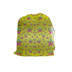 Flower Power Stars Drawstring Pouches (large)  by pepitasart
