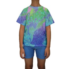 Green Blue Pink Color Splash Kid s Short Sleeve Swimwear by BrightVibesDesign