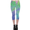 Green Blue Pink Color Splash Capri Leggings  View1