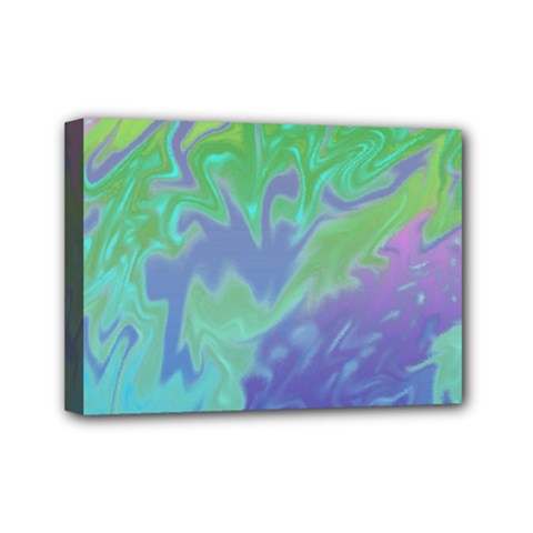 Green Blue Pink Color Splash Mini Canvas 7  X 5 