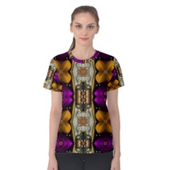 Contemplative Floral And Pearls  Women s Cotton Tee