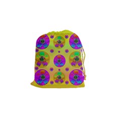 Floral Love And Why Not In Neon Drawstring Pouches (small)  by pepitasart