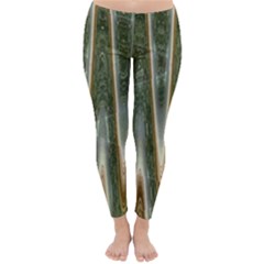 Green Brown Zigzag Winter Leggings 