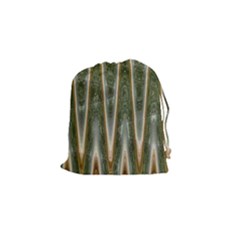 Green Brown Zigzag Drawstring Pouches (Small) 