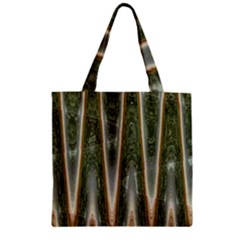 Green Brown Zigzag Zipper Grocery Tote Bag