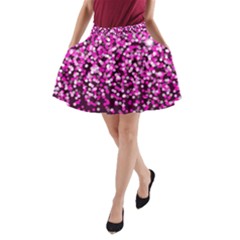 Pink Glitter Rain A-line Pocket Skirt by KirstenStar