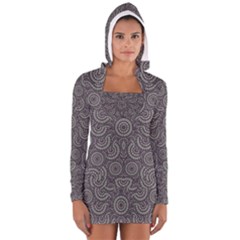 Geometric Boho Print Women s Long Sleeve Hooded T-shirt by dflcprintsclothing