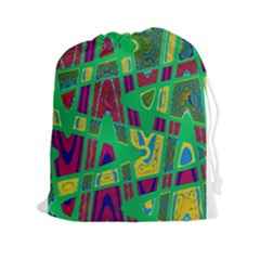 Bright Green Mod Pop Art Drawstring Pouches (xxl) by BrightVibesDesign