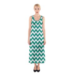 Emerald Green & White Zigzag Pattern Sleeveless Maxi Dress by Zandiepants