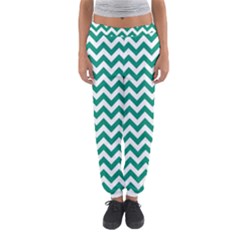 Emerald Green & White Zigzag Pattern Women s Jogger Sweatpants by Zandiepants