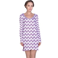 Lilac Purple & White Zigzag Pattern Long Sleeve Nightdress by Zandiepants
