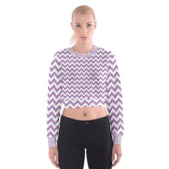 Lilac Purple & White Zigzag Pattern Women s Cropped Sweatshirt by Zandiepants