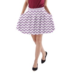 Lilac Purple & White Zigzag Pattern A-line Pocket Skirt by Zandiepants