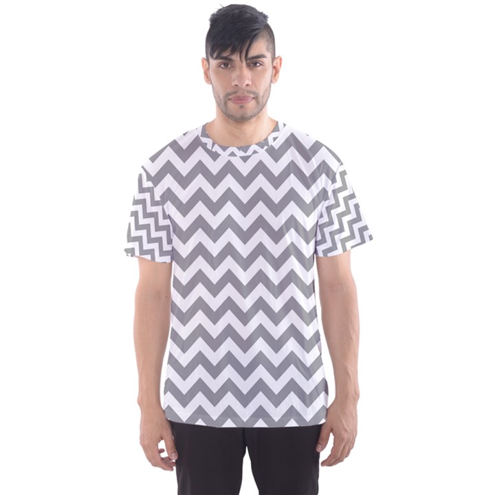 Medium Grey & White Zigzag Pattern Men s Sport Mesh Tee