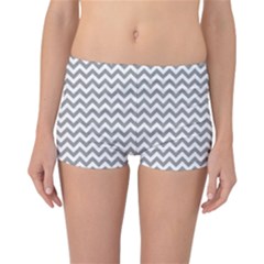 Medium Grey & White Zigzag Pattern Reversible Boyleg Bikini Bottoms by Zandiepants