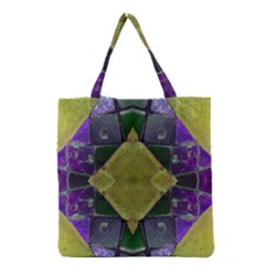 Purple Yellow Stone Abstract Grocery Tote Bag by BrightVibesDesign
