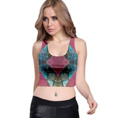 Pink Turquoise Stone Abstract Racer Back Crop Top by BrightVibesDesign