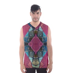 Pink Turquoise Stone Abstract Men s Basketball Tank Top by BrightVibesDesign