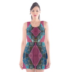 Pink Turquoise Stone Abstract Scoop Neck Skater Dress by BrightVibesDesign