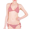 Poppy Red & White Zigzag Pattern Bikini Set View1