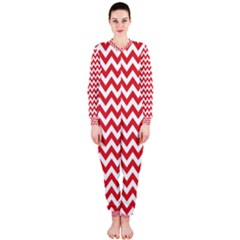 Poppy Red & White Zigzag Pattern Onepiece Jumpsuit (ladies) 