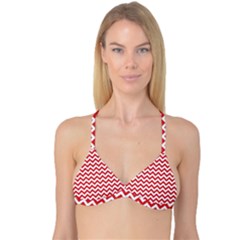 Poppy Red & White Zigzag Pattern Reversible Tri Bikini Top