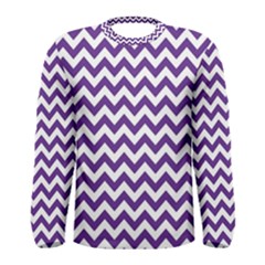 Royal Purple & White Zigzag Pattern Men s Long Sleeve Tee