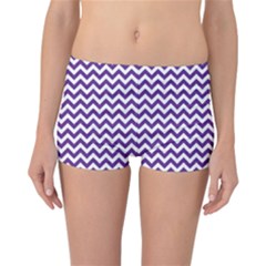 Royal Purple & White Zigzag Pattern Reversible Boyleg Bikini Bottoms