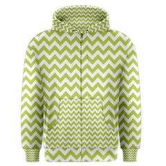 Spring Green & White Zigzag Pattern Men s Zipper Hoodie