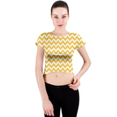 Sunny Yellow & White Zigzag Pattern Crew Neck Crop Top by Zandiepants