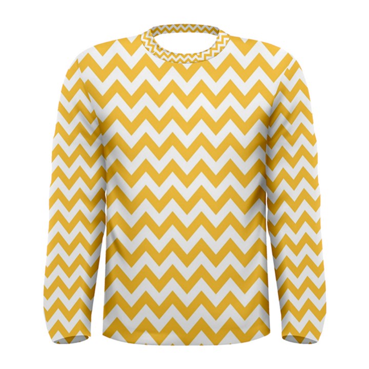 Sunny Yellow & White Zigzag Pattern Men s Long Sleeve Tee