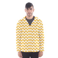 Sunny Yellow & White Zigzag Pattern Hooded Wind Breaker (men)