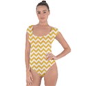 Sunny Yellow & White Zigzag Pattern Short Sleeve Leotard (Ladies) View1