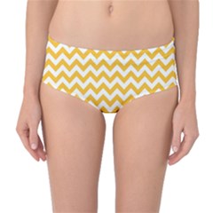 Sunny Yellow & White Zigzag Pattern Mid-waist Bikini Bottoms